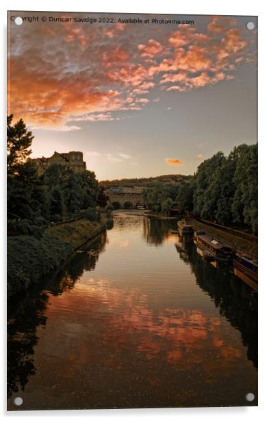 Sunset along the River Avon in Bath Acrylic by Duncan Savidge