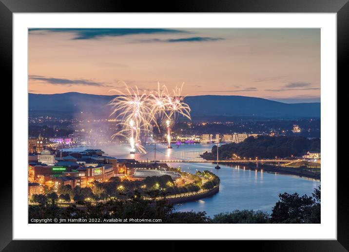 Fireworks display Londonderry Framed Mounted Print by jim Hamilton