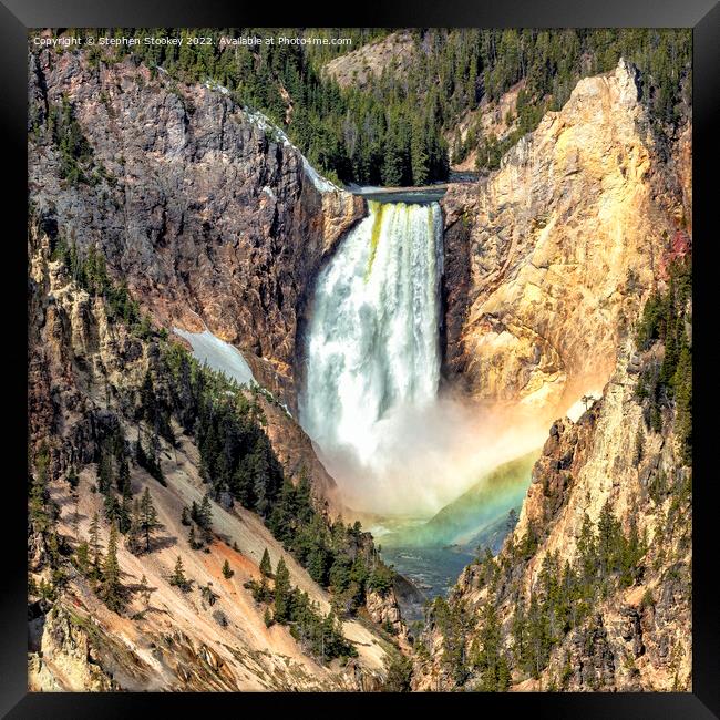 Lower Falls of the Yellowstone River Framed Print by Stephen Stookey