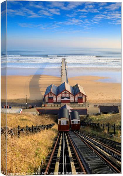 Saltburn Cliff Tramway  Canvas Print by Andrew Ray