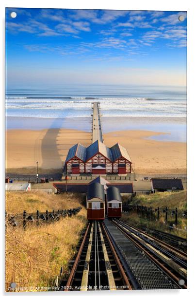 Saltburn Cliff Tramway  Acrylic by Andrew Ray