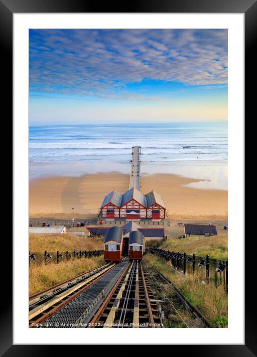 Morning at Saltburn Cliff Tramway Framed Mounted Print by Andrew Ray