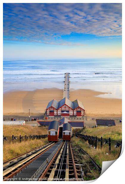 Morning at Saltburn Cliff Tramway Print by Andrew Ray