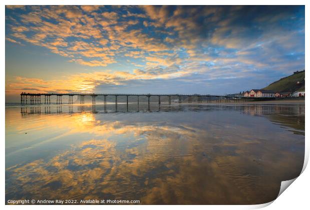 Saltburn Beach reflections  Print by Andrew Ray