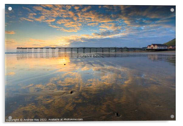 Reflections at Saltburn-by-the-Sea Acrylic by Andrew Ray