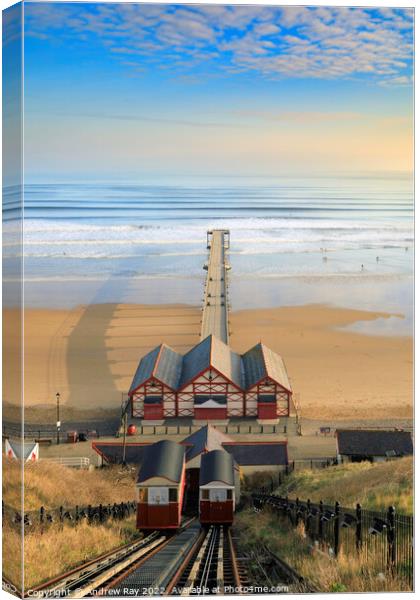 Saltburn Cliff Tramway view  Canvas Print by Andrew Ray