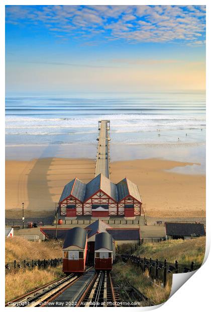 Saltburn Cliff Tramway view  Print by Andrew Ray