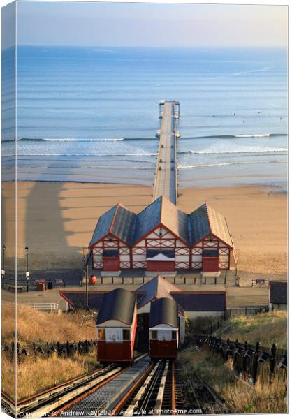 Morning at Saltburn Cliff tramway Canvas Print by Andrew Ray