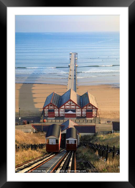 Morning at Saltburn Cliff tramway Framed Mounted Print by Andrew Ray