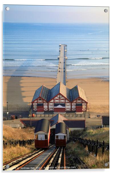 Morning at Saltburn Cliff tramway Acrylic by Andrew Ray