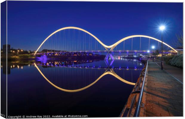 Twilight reflections at Infinity Bridge Canvas Print by Andrew Ray