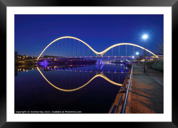 Twilight reflections at Infinity Bridge Framed Mounted Print by Andrew Ray