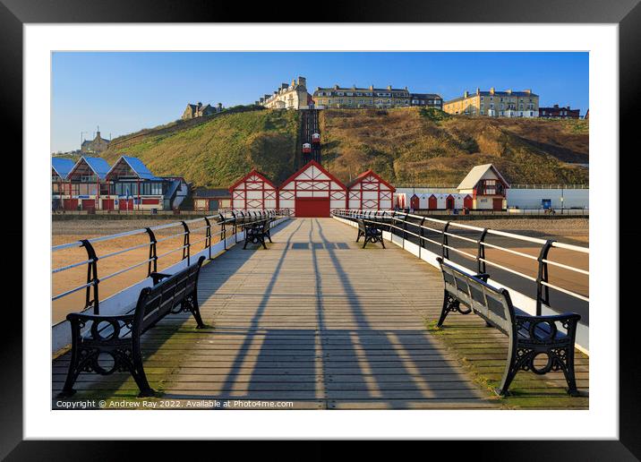 Saltburn-by-the-Sea from the pier Framed Mounted Print by Andrew Ray