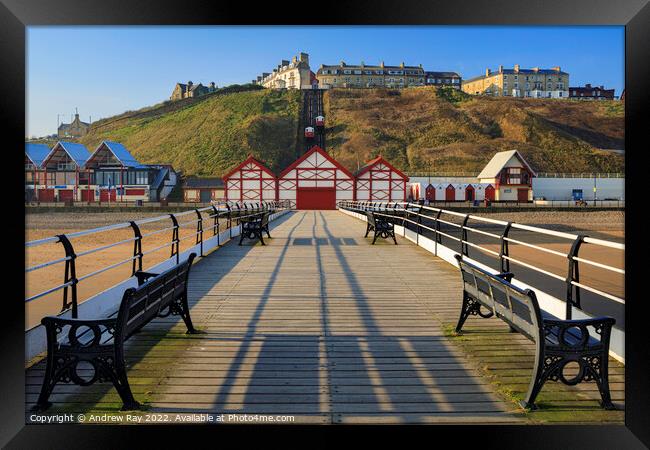 Saltburn-by-the-Sea from the pier Framed Print by Andrew Ray