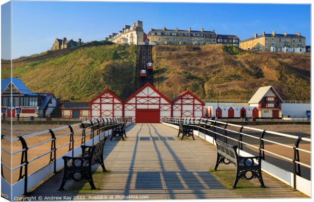 Tramway from the pier (Saltburn-by-the-Sea) Canvas Print by Andrew Ray