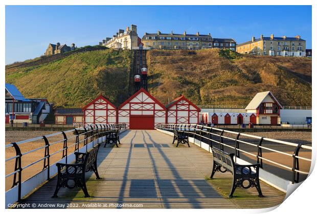Tramway from the pier (Saltburn-by-the-Sea) Print by Andrew Ray