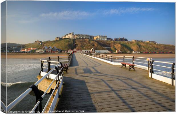 Shadows on Saltburn Pier  Canvas Print by Andrew Ray