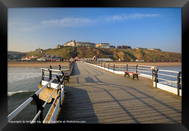 Shadows on Saltburn Pier  Framed Print by Andrew Ray