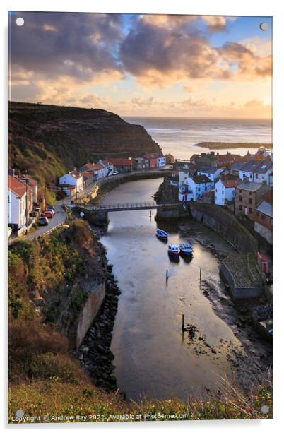 First light at Staithes  Acrylic by Andrew Ray