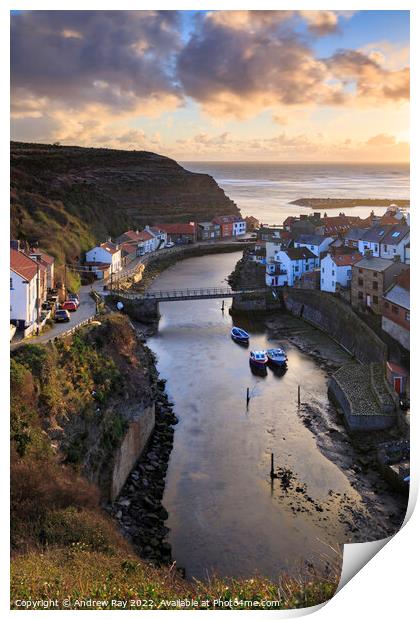 First light at Staithes  Print by Andrew Ray