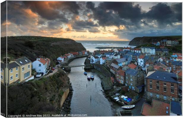 Staithes at sunrise  Canvas Print by Andrew Ray