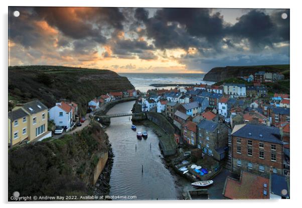 Staithes at sunrise  Acrylic by Andrew Ray