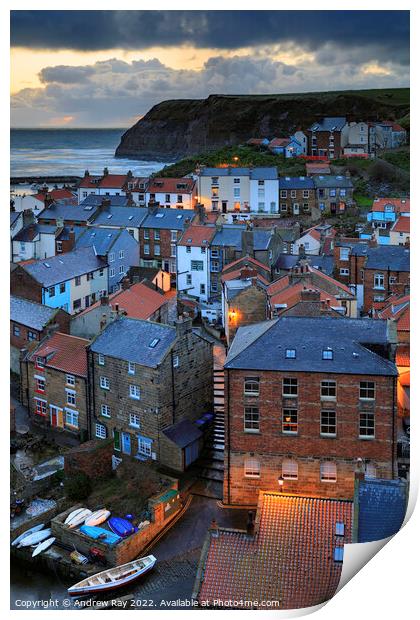 Staithes during twilight  Print by Andrew Ray