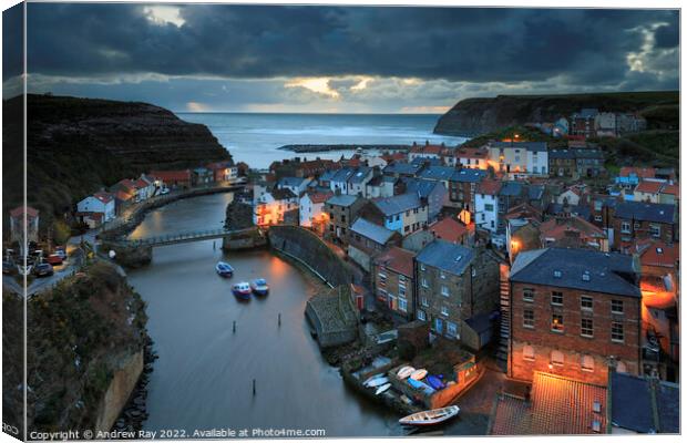 Early morning at Staithes Canvas Print by Andrew Ray