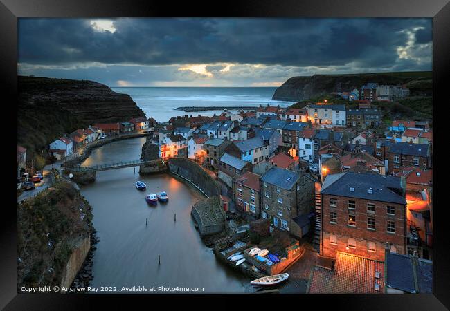 Early morning at Staithes Framed Print by Andrew Ray