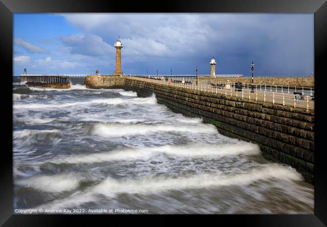 Whitby Piers  Framed Print by Andrew Ray