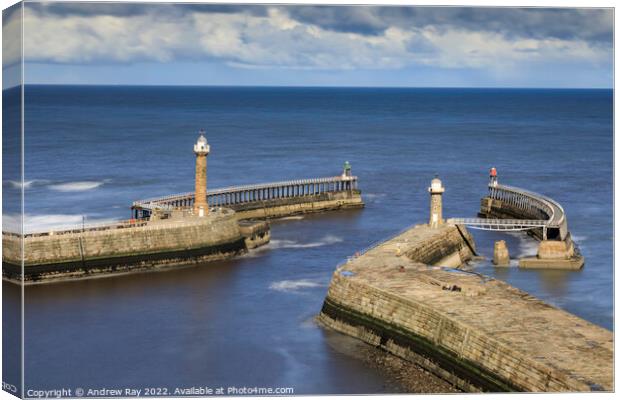 Piers at Whitby  Canvas Print by Andrew Ray