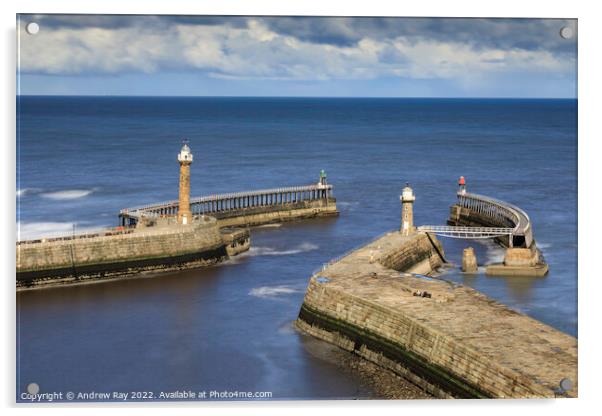 Piers at Whitby  Acrylic by Andrew Ray
