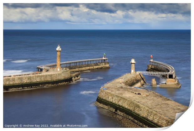 Piers at Whitby  Print by Andrew Ray