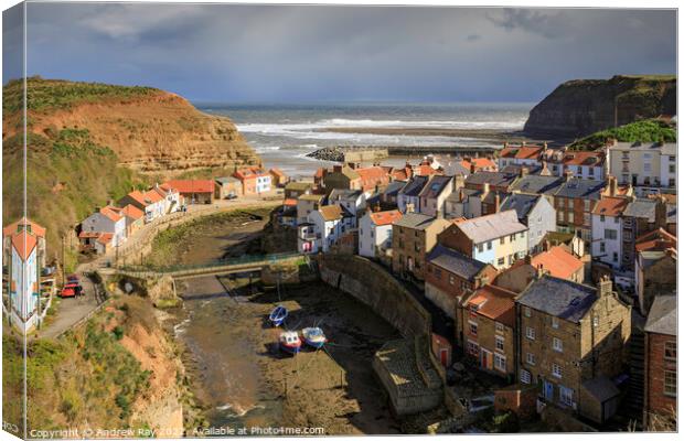Stormy afternoon at Staithes  Canvas Print by Andrew Ray