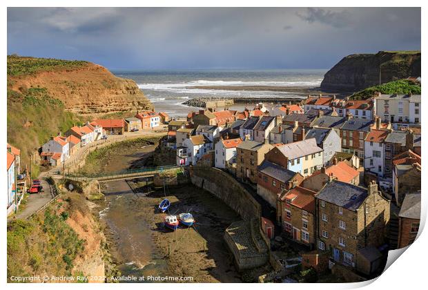 Stormy afternoon at Staithes  Print by Andrew Ray