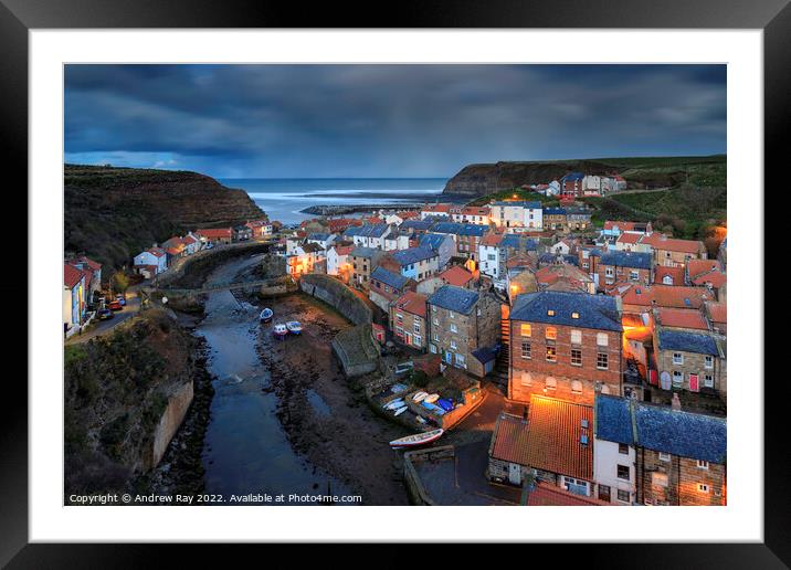Stormy evening at Staithes  Framed Mounted Print by Andrew Ray