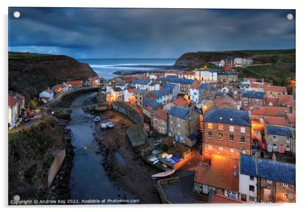 Stormy evening at Staithes  Acrylic by Andrew Ray