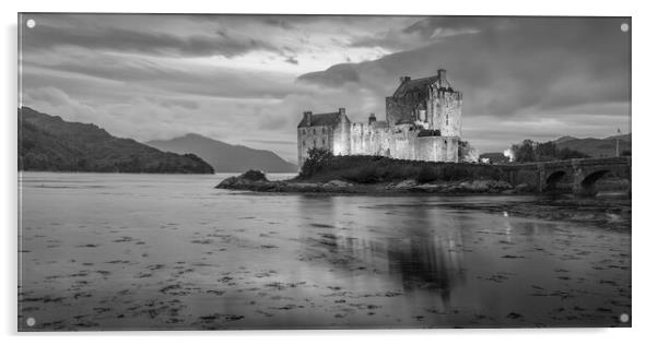 Eilean Donan Castle black and white  Acrylic by Anthony McGeever