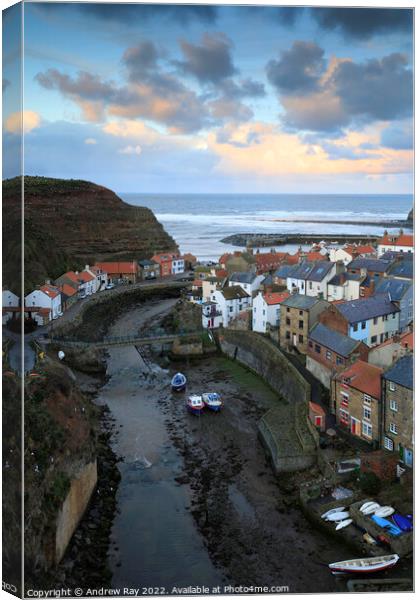 Staithes at sunset  Canvas Print by Andrew Ray