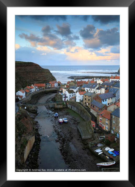 Staithes at sunset  Framed Mounted Print by Andrew Ray