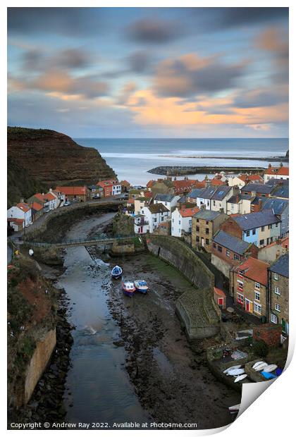 Evening at Staithes  Print by Andrew Ray