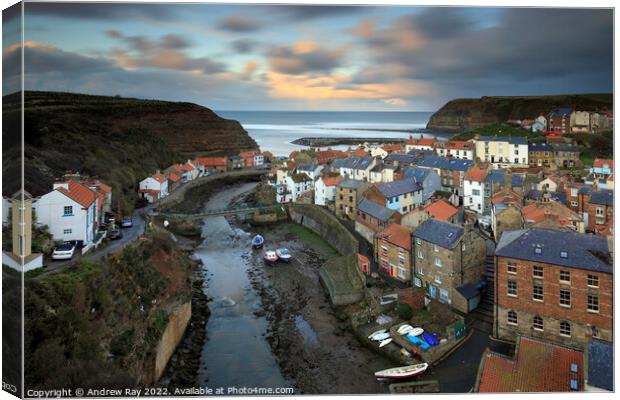 Staithes evening  Canvas Print by Andrew Ray