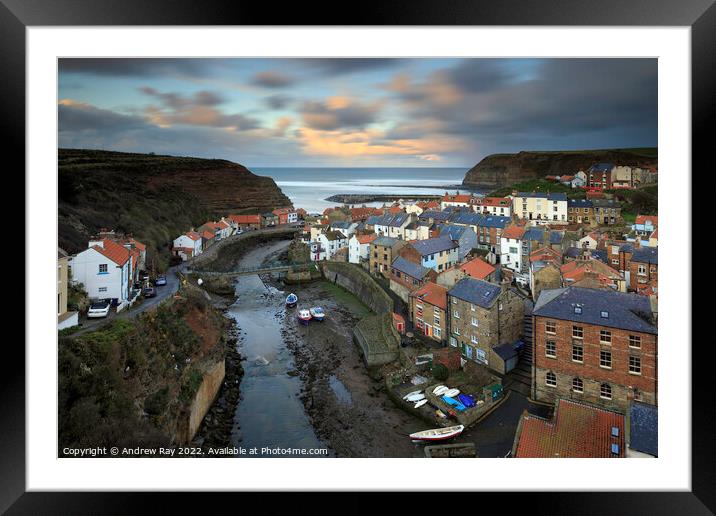 Staithes evening  Framed Mounted Print by Andrew Ray