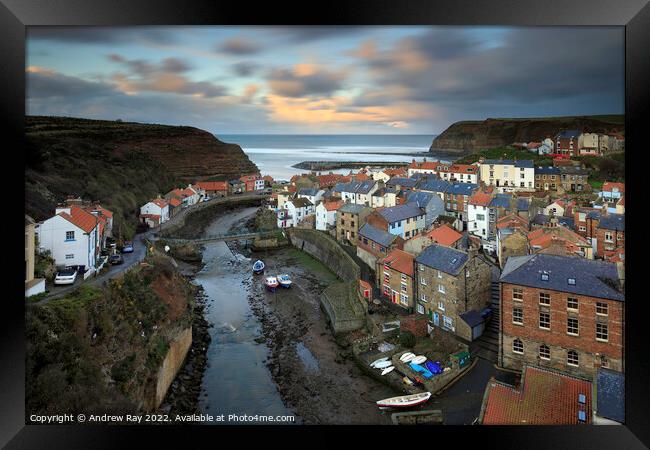 Staithes evening  Framed Print by Andrew Ray
