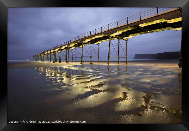 Evening at Saltburn Pier Framed Print by Andrew Ray