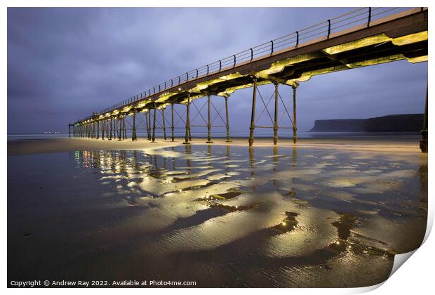 Evening at Saltburn Pier Print by Andrew Ray