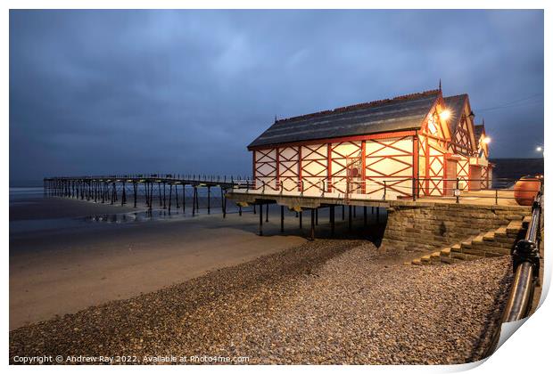 Twilight at Saltburn Pier Print by Andrew Ray