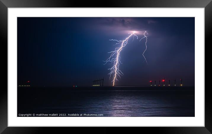 Lightning Strike Off Clacton Framed Mounted Print by matthew  mallett