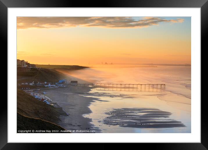 Late light at Saltburn Framed Mounted Print by Andrew Ray