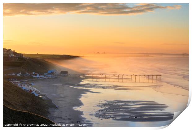 Late light at Saltburn Print by Andrew Ray